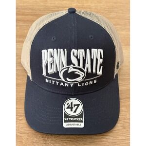 NWT 47 Brand Penn State Nittany Lions Arid Trucker Hat - OSFM - Navy Blue/Tan